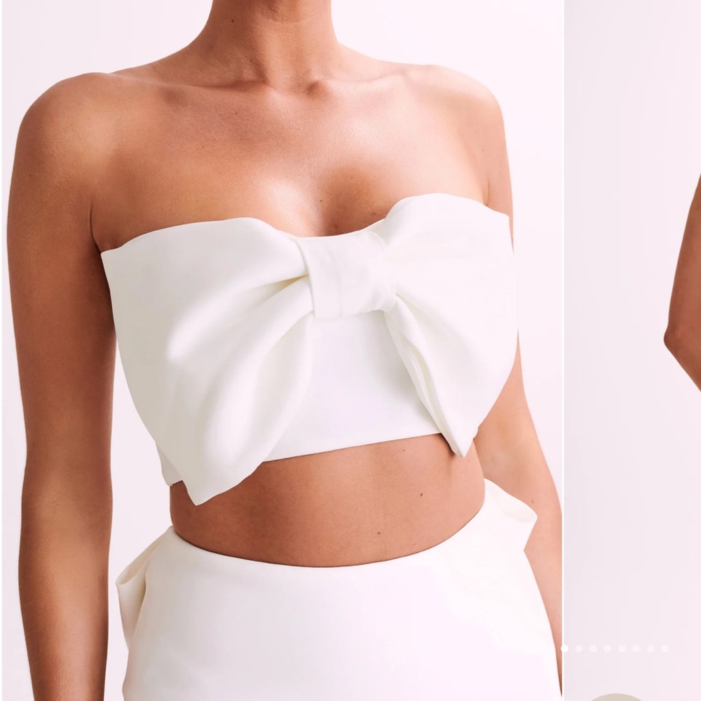 Meshki Katie Bow Crop Top NWT